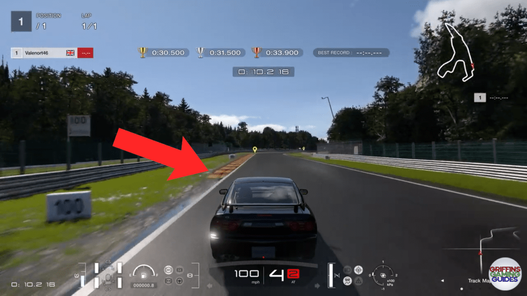 Gran Turismo 7 National A Licence A5 corner 1 braking point