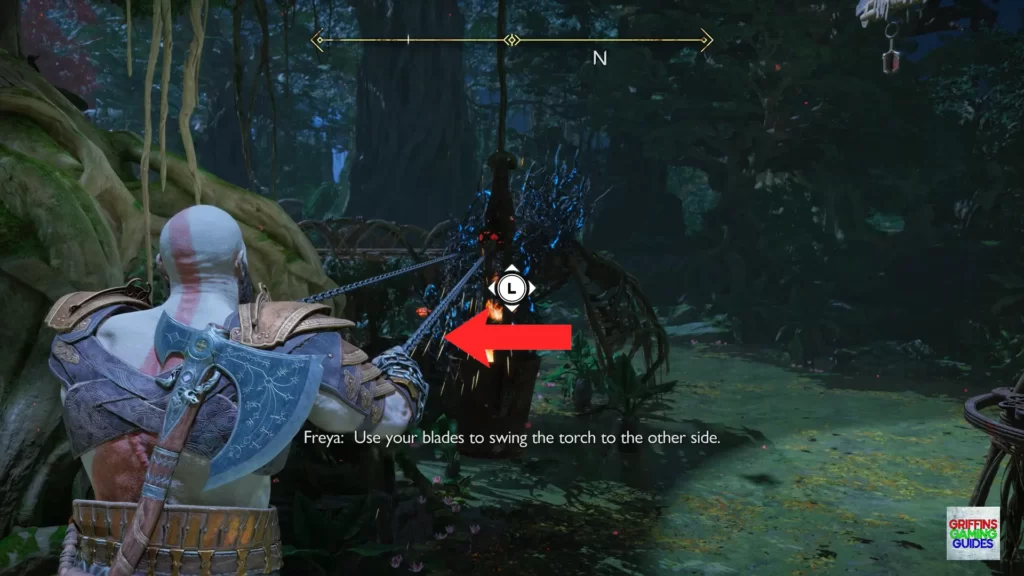 God Of War Ragnarök Nornir Chest 10 Grapple Fire Bucket Left