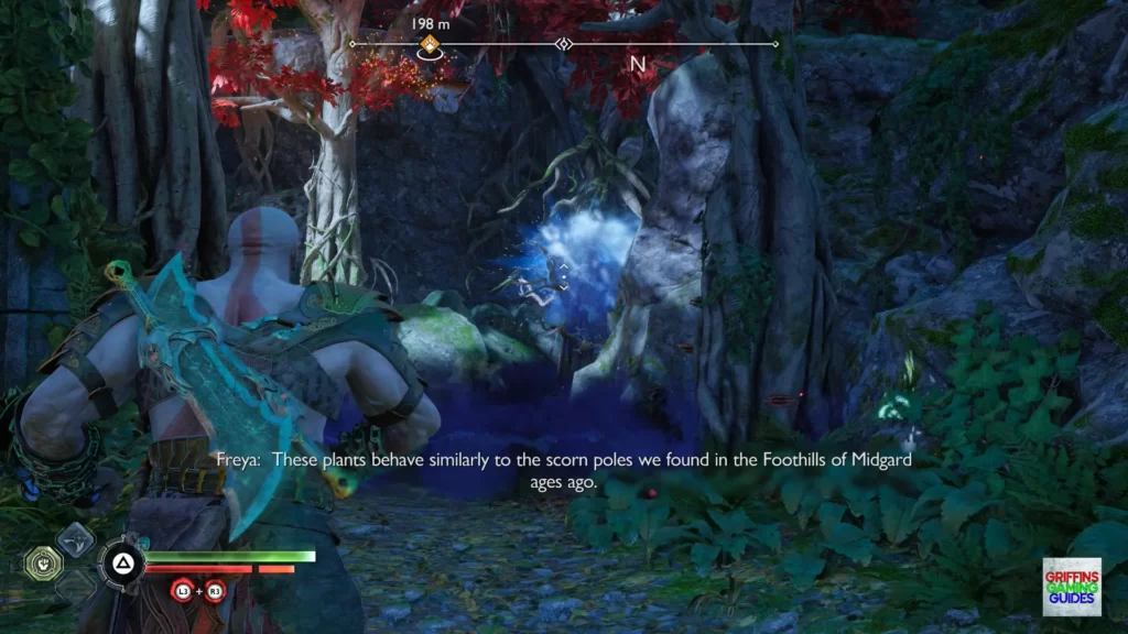 God Of War Ragnarök Nornir Chest 10 Throw Axe at Plant