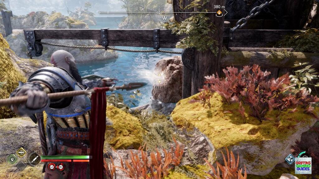 God Of War Ragnarök Lindwyrm 3 Throw Spear at Rock