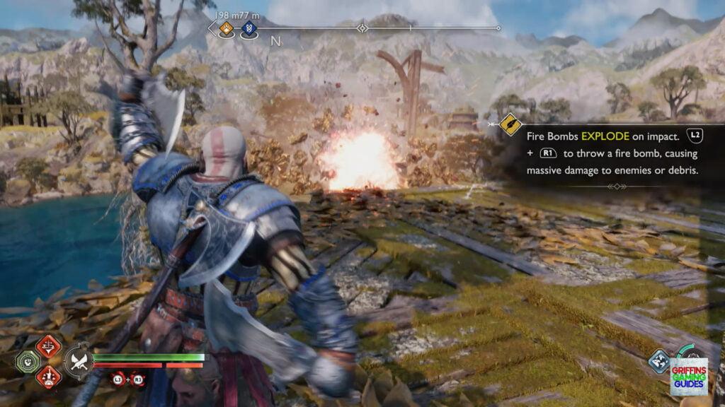 God Of War Ragnarök Making Amends Explode Rubble