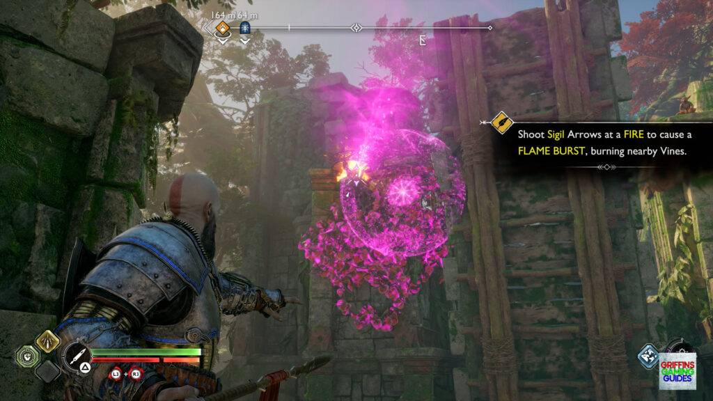 God Of War Ragnarök Odin's Raven 25 Place Sigils to Clear Vines