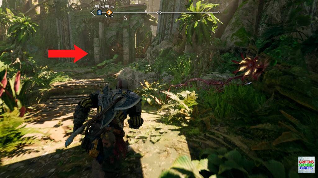 God Of War Ragnarok Crater Hunt Path Of Destruction Squeeze Back Through Gap