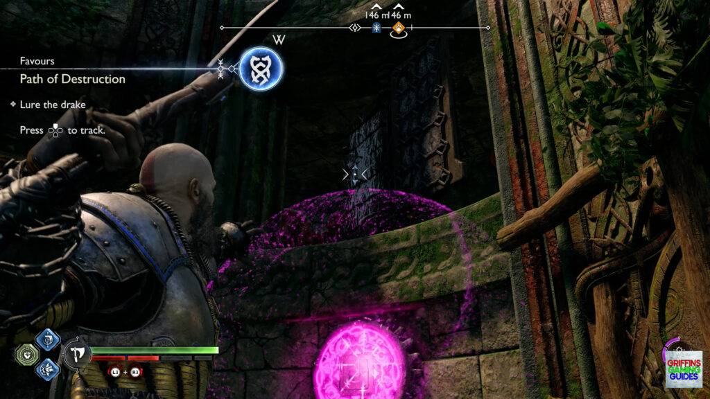 God Of War Ragnarok Crater Hunt Path Of Destruction Throw Axe after placing Sigil