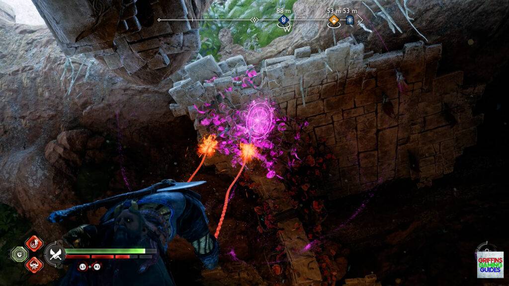 God Of War Ragnarok Crater Hunt Quaking Hollow Clear Vines on Ceiling