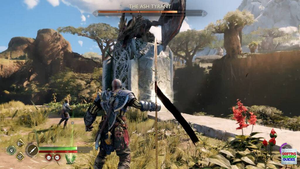 God Of War Ragnarok Crater Hunt The Burning Skies Remove Pillar with Spear