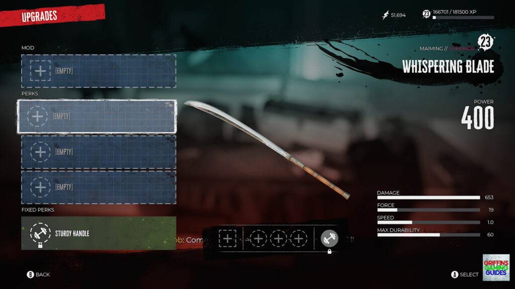 Dead Island 2 Survival Skills Perk Fabrication Weapon Perks