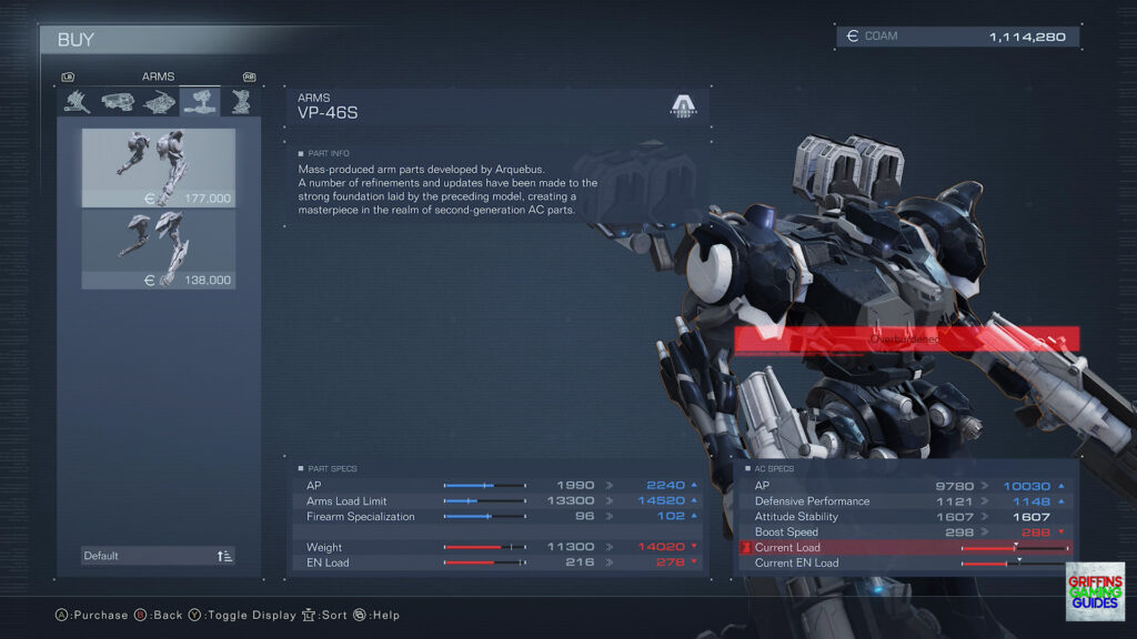Armored Core VI Fires Of Rubicon Arms Parts Guide VP-46S Arms