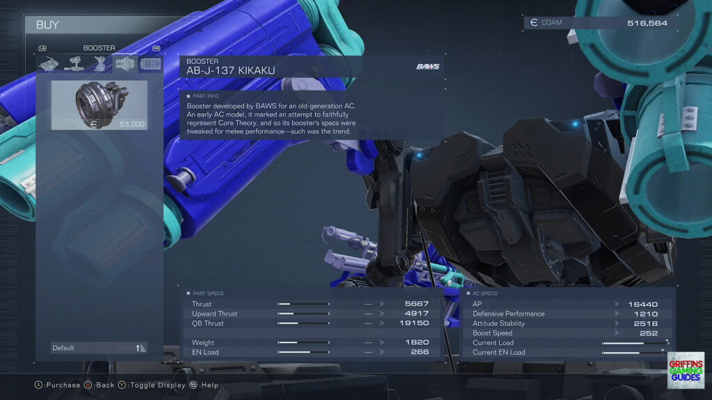 Armored Core VI Fires Of Rubicon Booster Parts Guide AB-J-137 Kikaku Booster