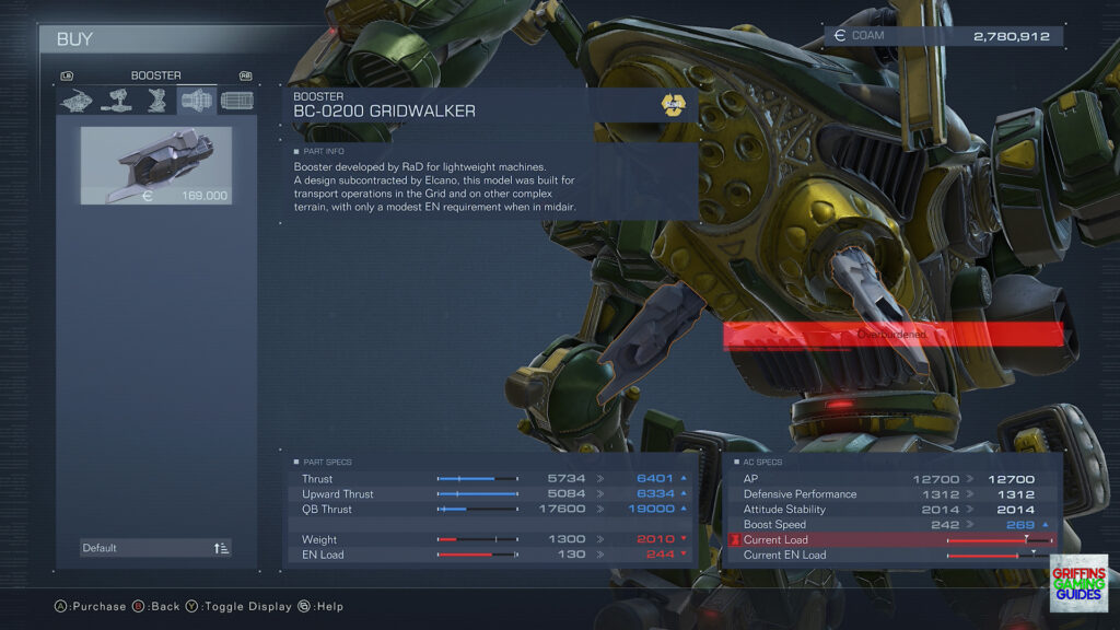 Armored Core VI Fires Of Rubicon Booster Parts Guide BC-0200 Gridwalker Booster