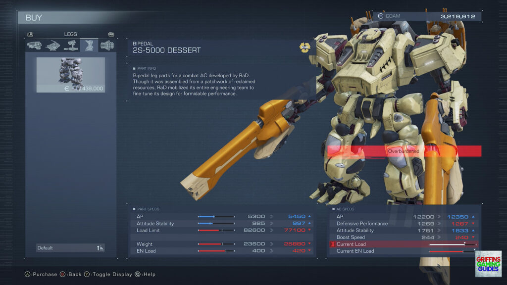 Armored Core VI Fires Of Rubicon Legs Parts Guide 2S-5000 Desert Bipedal Legs