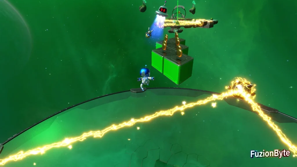 Astro Bot Tentacle System Fragile Frenzy Jump over beam