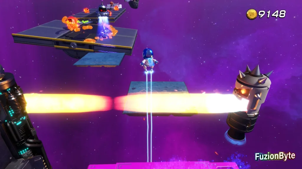 Astro Bot Camo Cosmos Splashing Sprint Bot location Jump over the jets