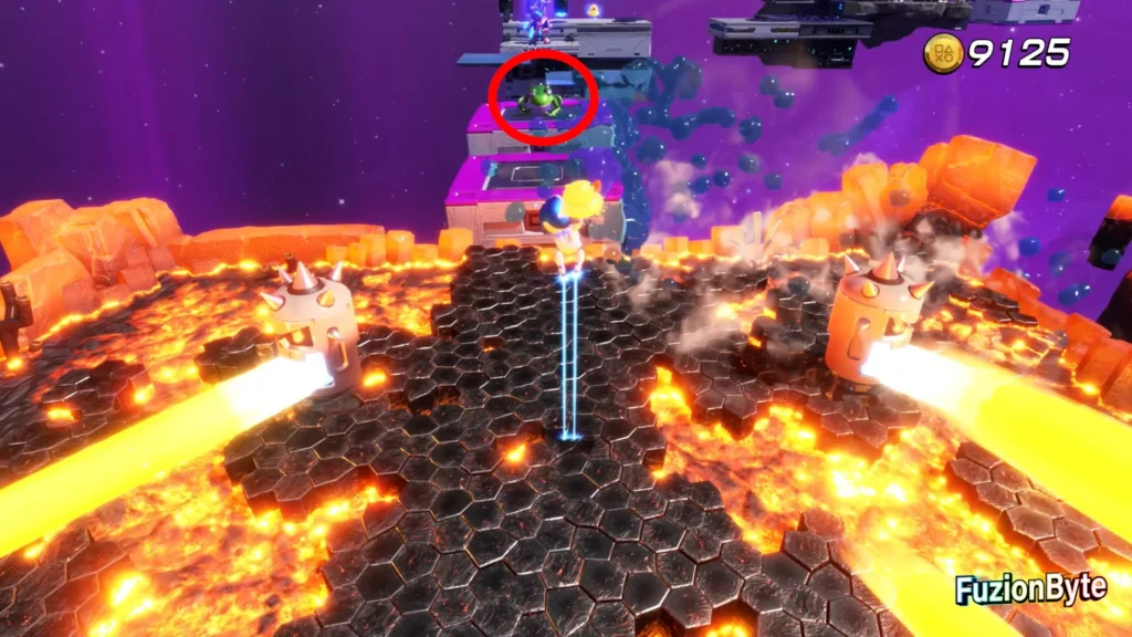 Astro Bot Camo Cosmos Splashing Sprint Bot location Throw the Duck at the Frog