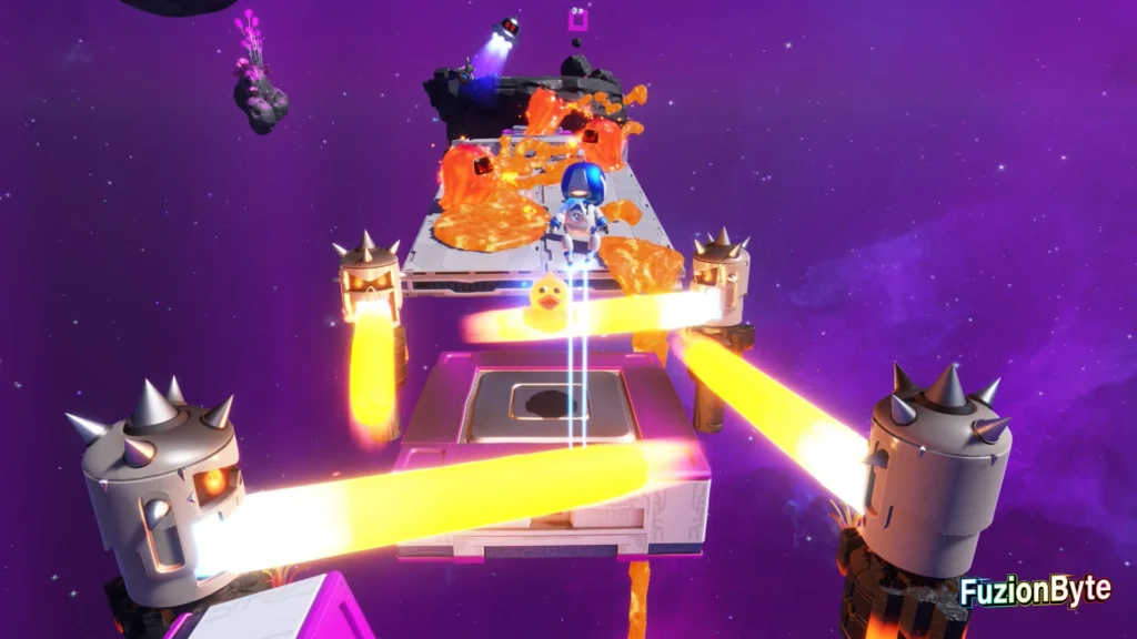 Astro Bot Camo Cosmos Splashing Sprint Bot location land in the centre