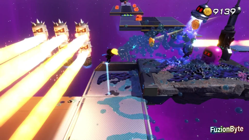 Astro Bot Camo Cosmos Splashing Sprint Bot location take out the Oil Slimes