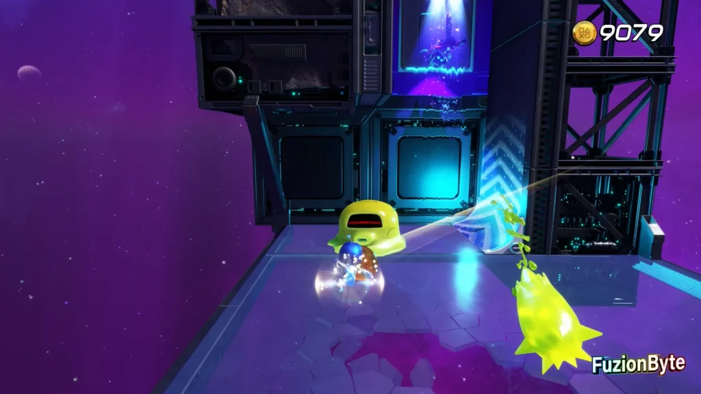 Astro Bot Camo Cosmos Vertical Velocity Bot location Take out the Slimes