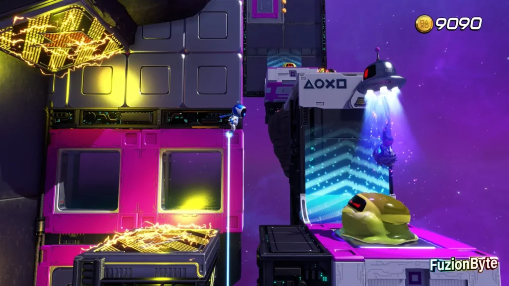 Astro Bot Camo Cosmos Vertical Velocity Bot location rocket boot across panel