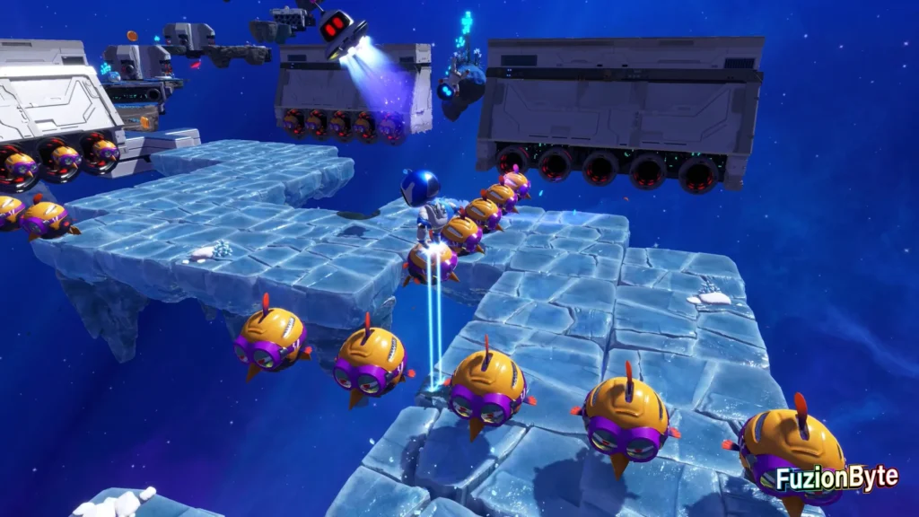 Astro Bot Feather Cluster Birdy Barrage Bot location Jump across the Birds