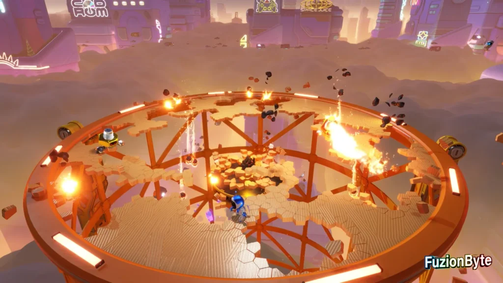 Astro Bot Feather Cluster Crumble Rumble 5 Bot location Drop the platform