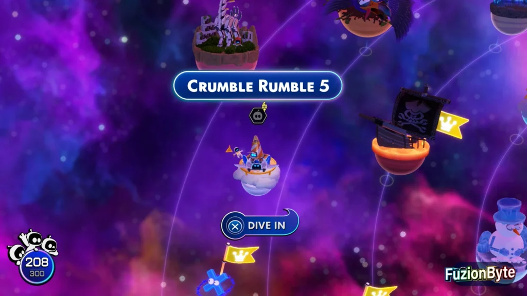 Astro Bot Feather Cluster Crumble Rumble 5 Bot location Enter the biome