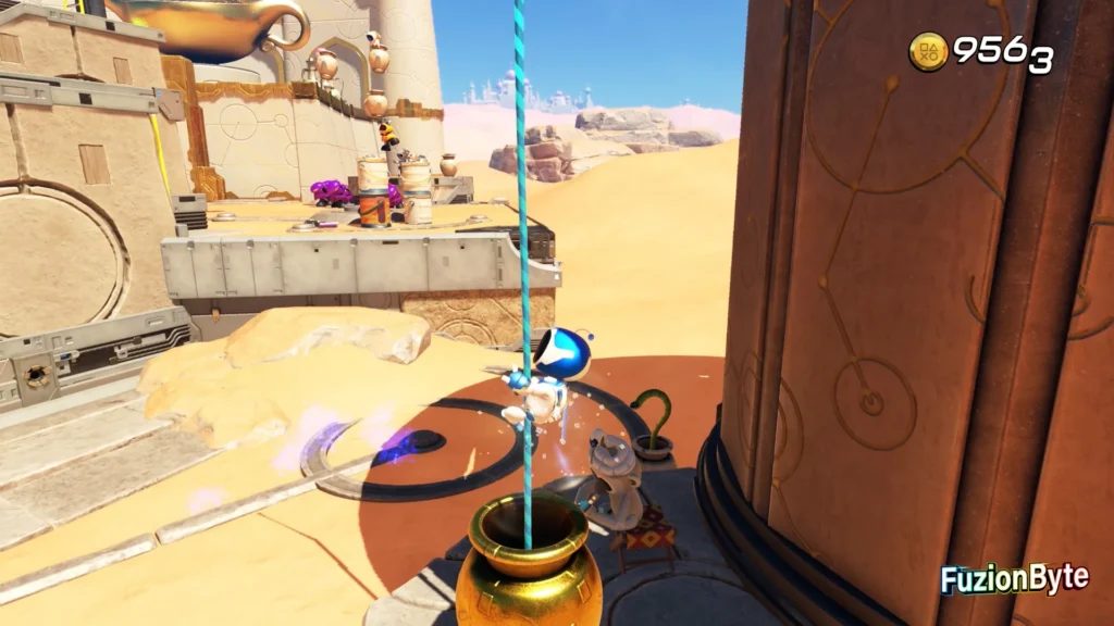 Astro Bot Feather Cluster Djinny of the Lamp Bot locations bot 1, Galactic Pirate Climb the rope