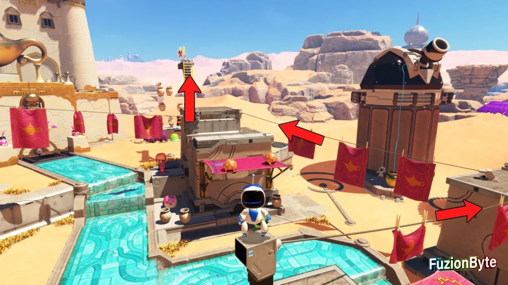 Astro Bot Feather Cluster Djinny of the Lamp Bot locations bot 3 Follow the path