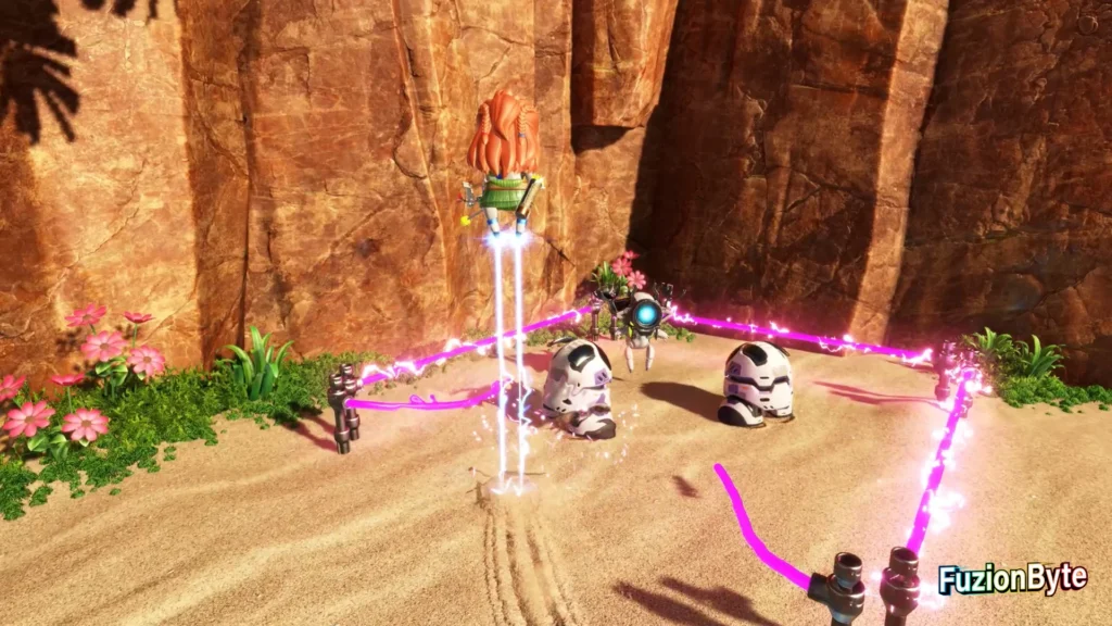 Astro Bot Feather Cluster Machine Learning Bot locations Bot 4, Grass Guzzler Break the wires and defeat the enemies