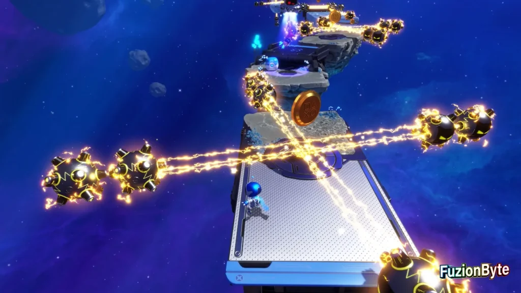 Astro Bot Feather Cluster Shocking Behaviour Bot location Jump across grid