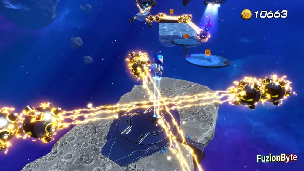 Astro Bot Feather Cluster Shocking Behaviour Bot location rocket boot across the electricity