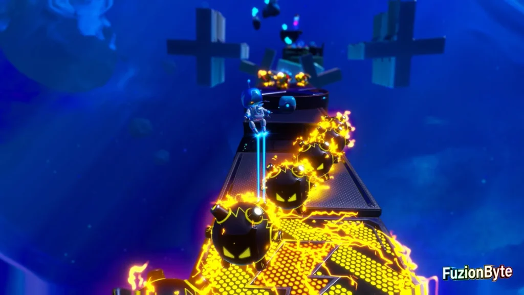 Astro Bot Feather Cluster Slowdown Showdown Bot location Jump over the mines