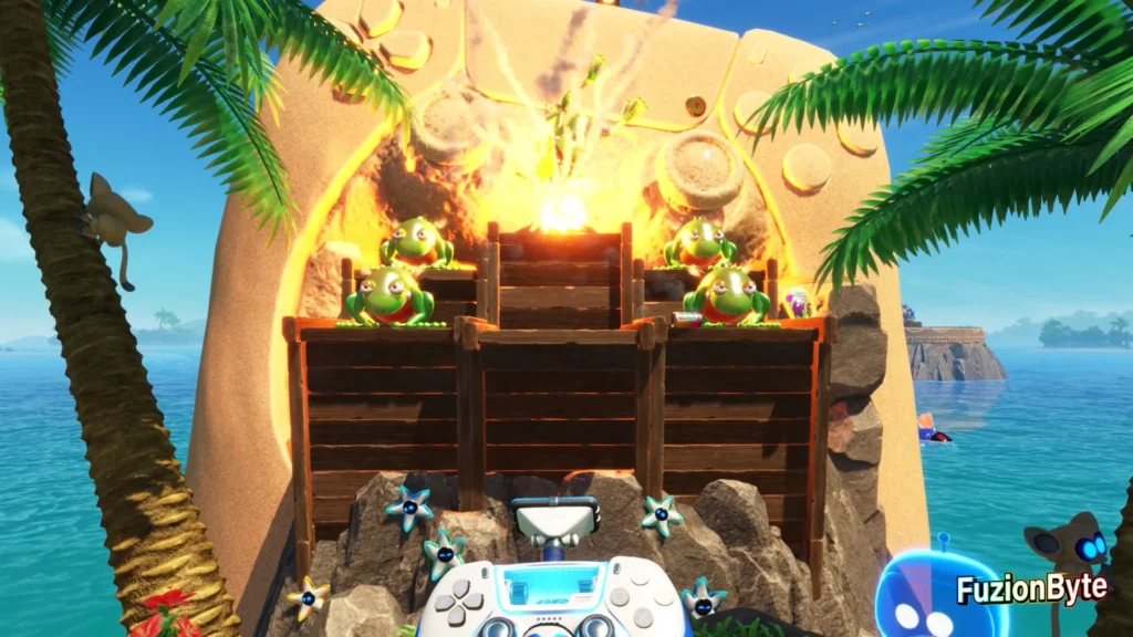 Astro Bot Lost Galaxy Turtles in Trash bot locations Bot 4, Tribal Warrior Take out the Frogs