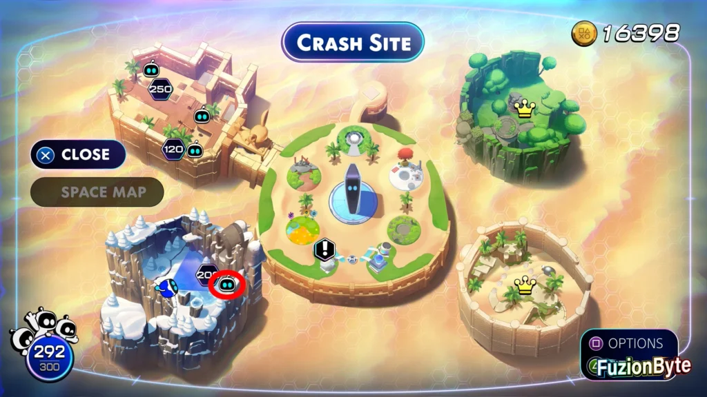 Astro Bot Crash Site Bot Locations Arctic Crash Site Bird Bot Map