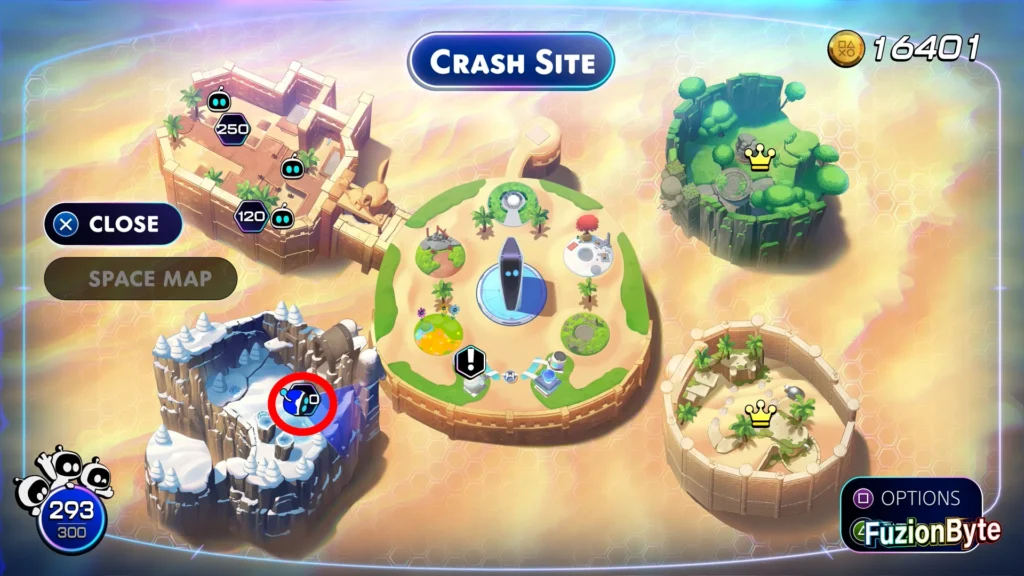 Astro Bot Crash Site Bot Locations Arctic Crash Site Leaping Lapin Map