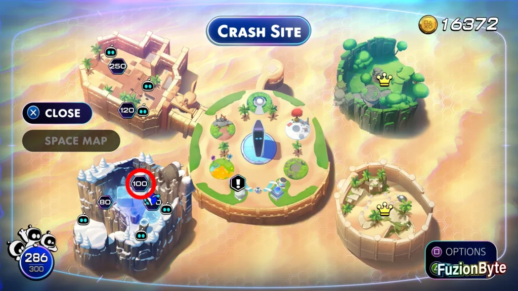 Astro Bot Crash Site Bot Locations Arctic Crash Site Restorative Flora Map