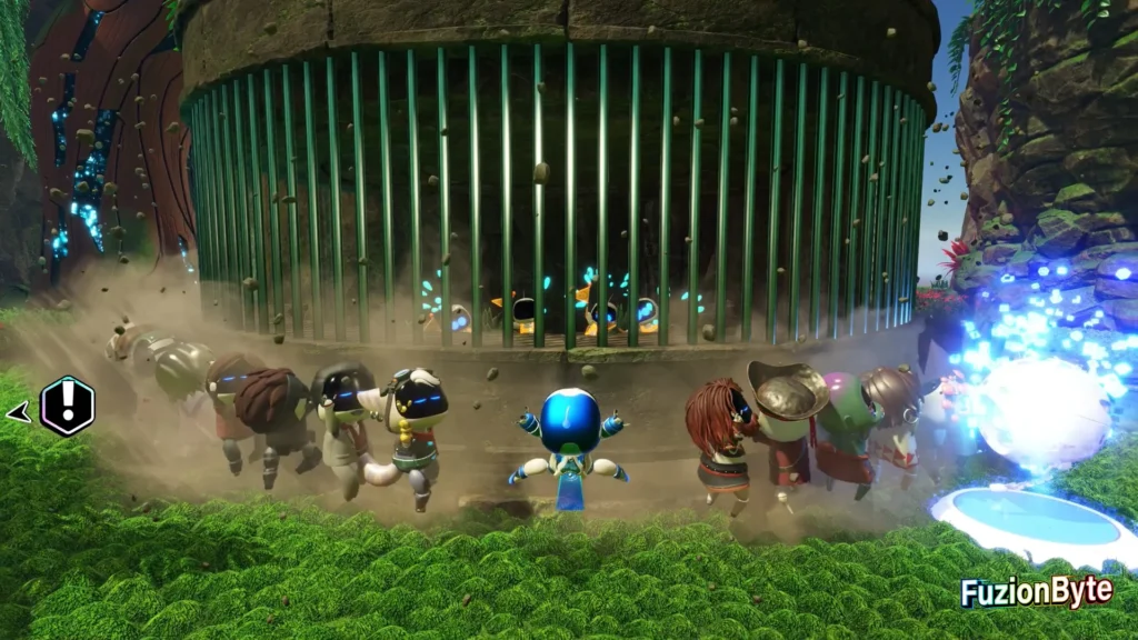 Astro Bot Crash Site Bot Locations Jungle Crash Site 4 Prisoners Lift the cage