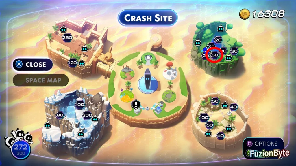 Astro Bot Crash Site Bot Locations Jungle Crash Site Celestial Painter Map