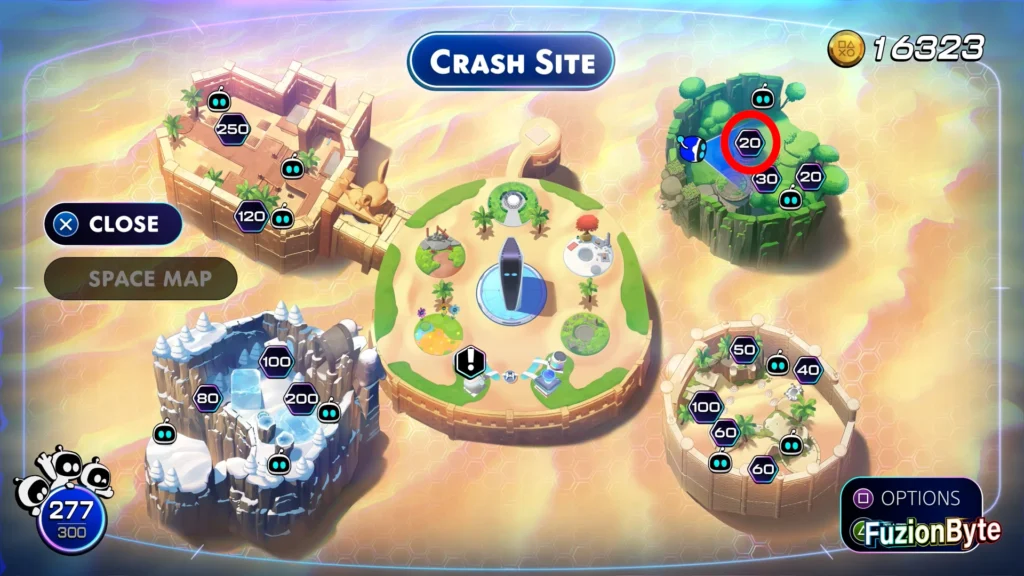 Astro Bot Crash Site Bot Locations Jungle Crash Site Fiery Artisan Map