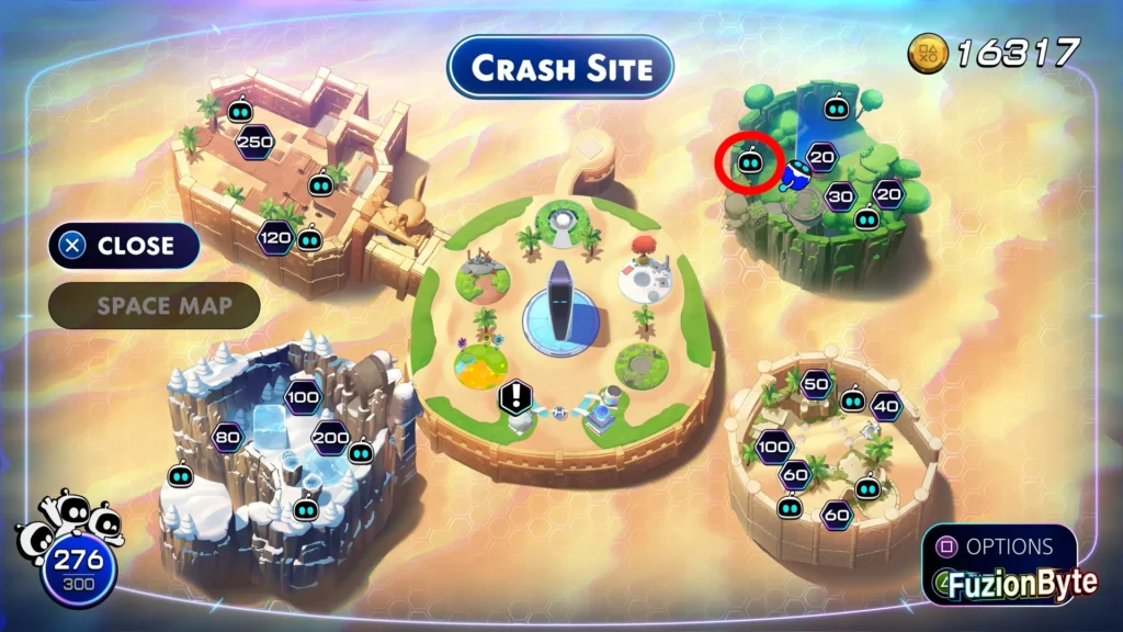 Astro Bot Crash Site Bot Locations Jungle Crash Site Tree Hanger Map