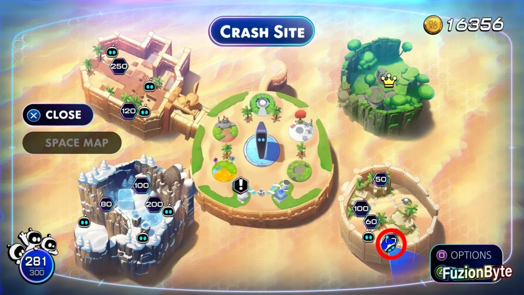 Astro Bot Crash Site Bot Locations Seaside Crash Site 4 Caged Bots Map