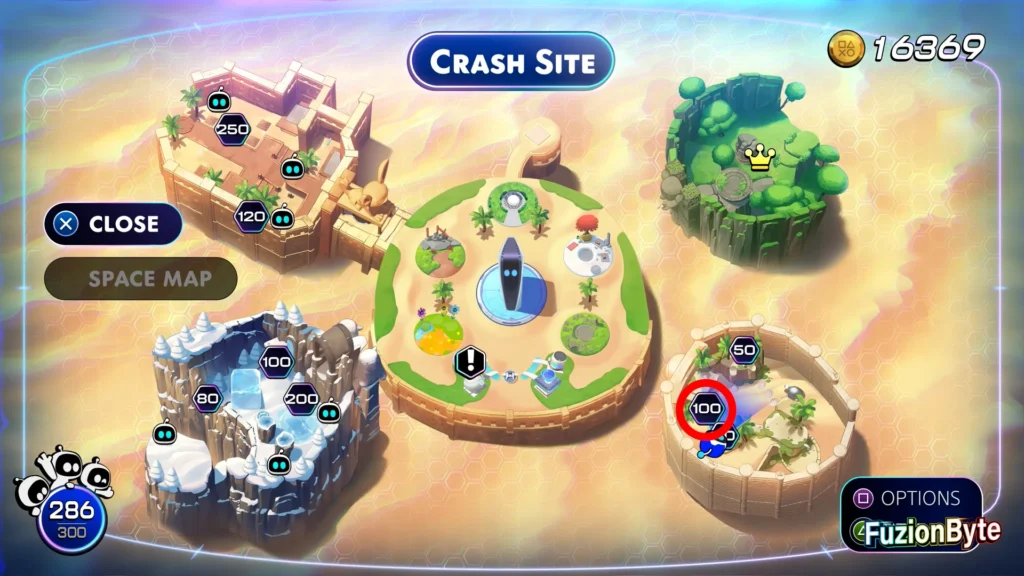 Astro Bot Crash Site Bot Locations Seaside Crash Site Curious Kitty Map