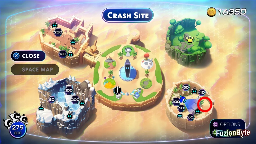 Astro Bot Crash Site Bot Locations Seaside Crash Site Robotic Sucker Map