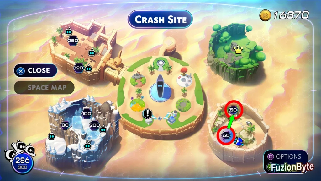 Astro Bot Crash Site Bot Locations Seaside Crash Site Shiba Influencer Map