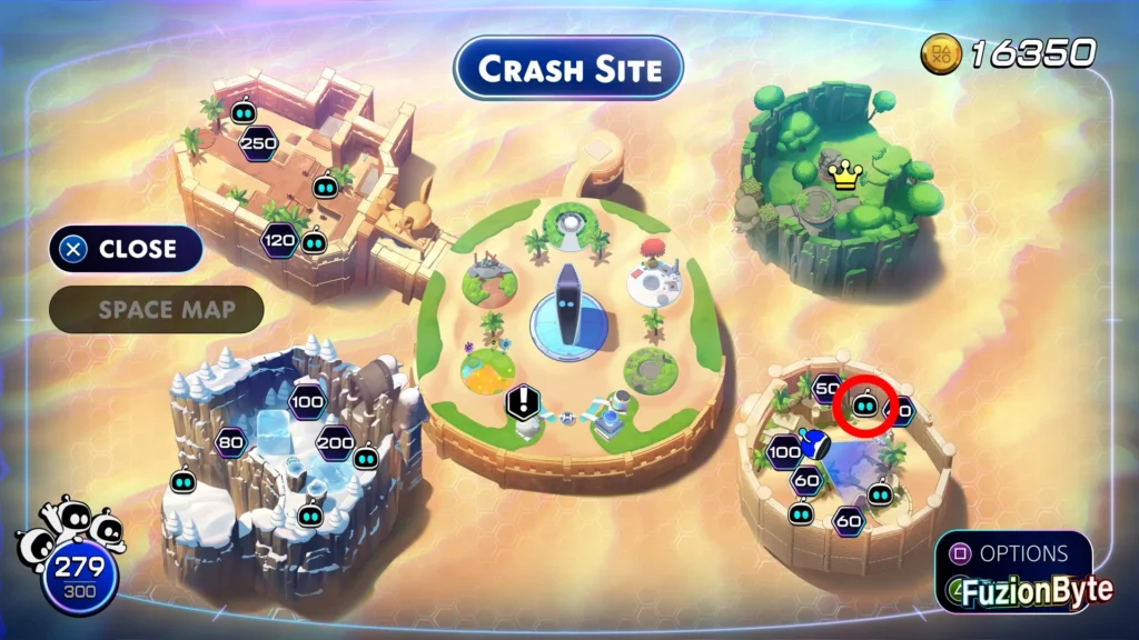 Astro Bot Crash Site Bot Locations Seaside Crash Site Turtle Rider Map