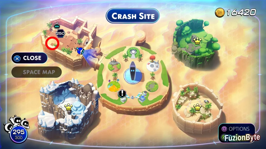 Astro Bot Crash Site Bot locations Egyptian Crash Site 4 Mines Bots Map