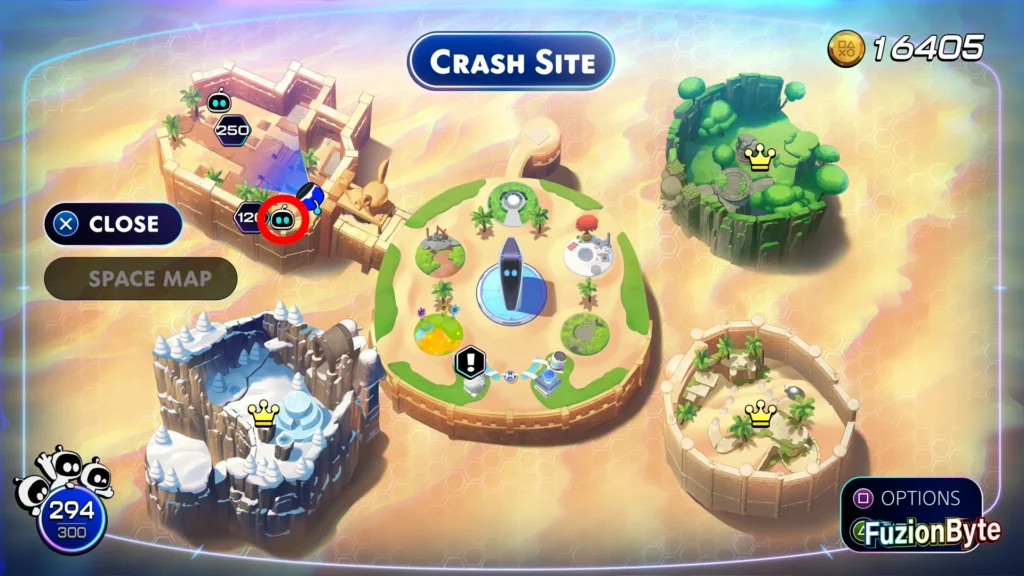 Astro Bot Crash Site Bot locations Egyptian Crash Site Electrified Bot Map