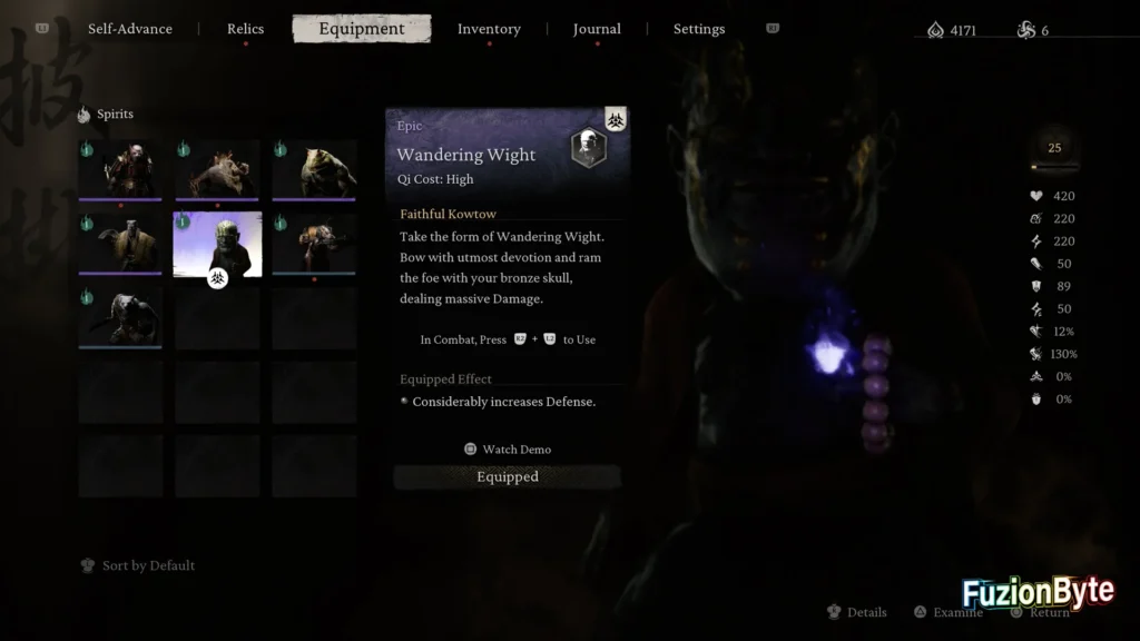 Black Myth Wukong Loong Scales Equip Wandering Wight