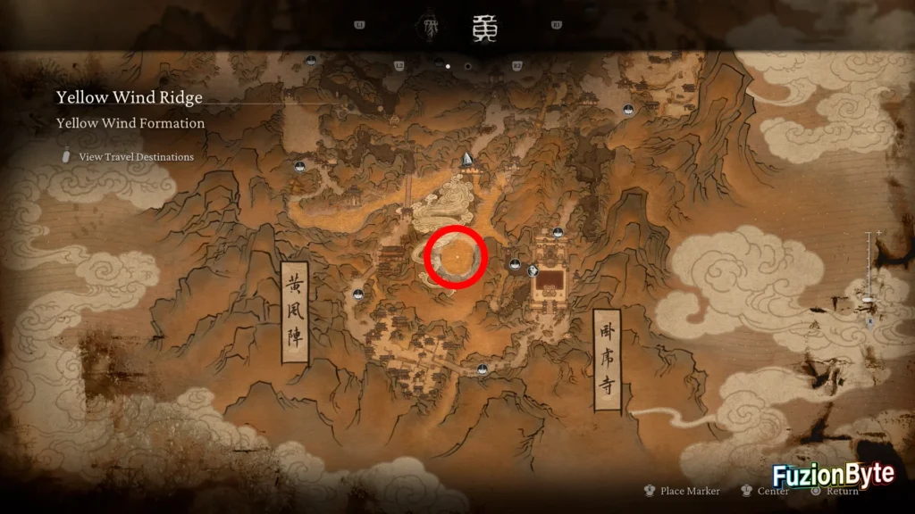 Black Myth Wukong Yellow Wind Sage boss guide Map