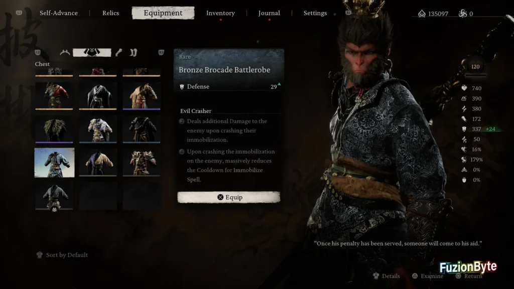 Black Myth Wukong Chest Armour Bronze Brocade Battlerobe