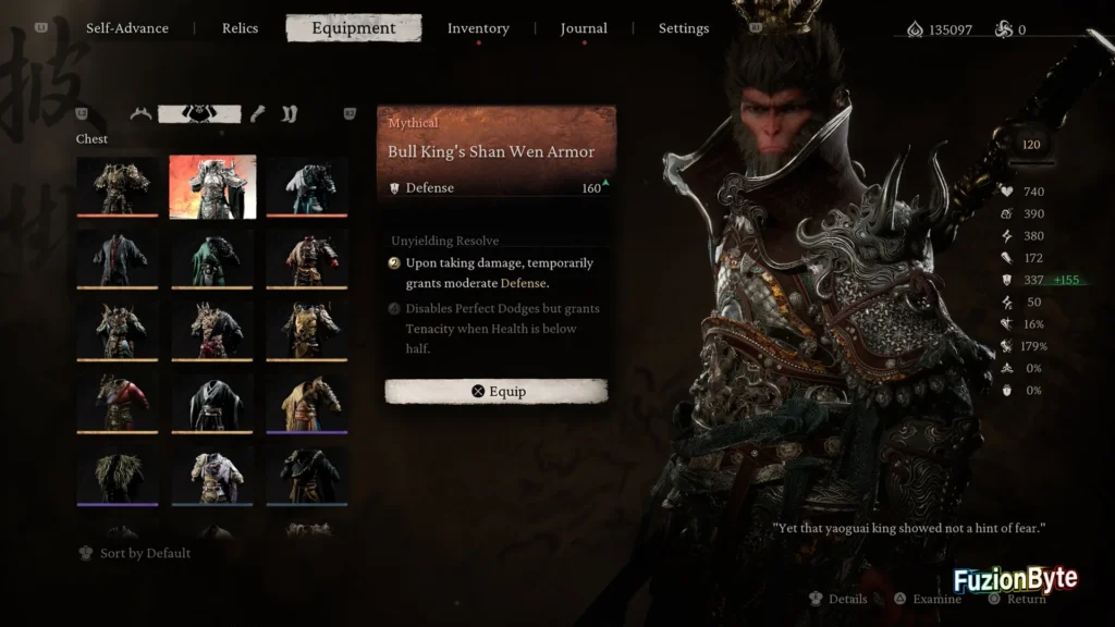 Black Myth Wukong Chest Armour Bull King's Shan Wen Armor